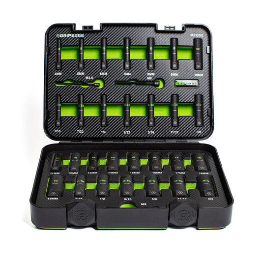 GripEdge | 32-PC G-FORS 1/4" & 3/8" Drive Deep Metric & SAE Master Socket Extractor Set
