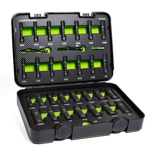 GripEdge | 32-PC G-FORS 1/4" & 3/8" Drive Deep Metric & SAE Master Socket Extractor Set